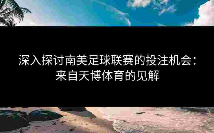 深入探讨南美足球联赛的投注机会：来自天博体育的见解